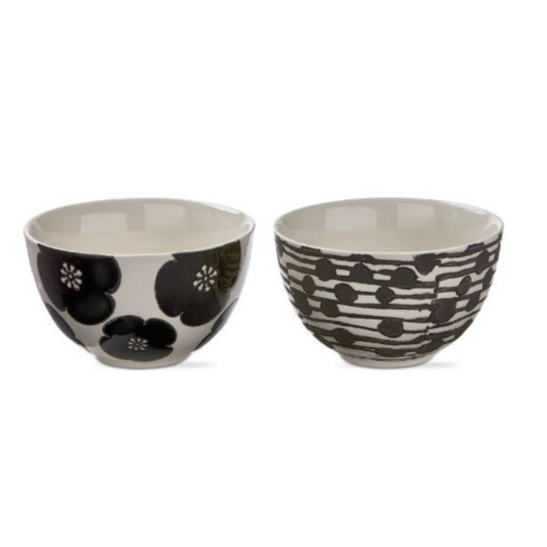 Flower &amp; Dot Snack Bowls S/2