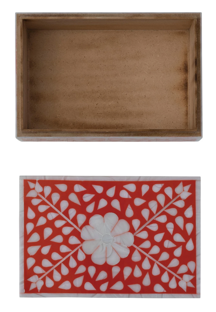 Resin Box w/ Flower &amp; Botanical Design