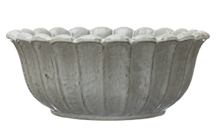Reactive Glaze Stoneware Flower Shaped Bowl