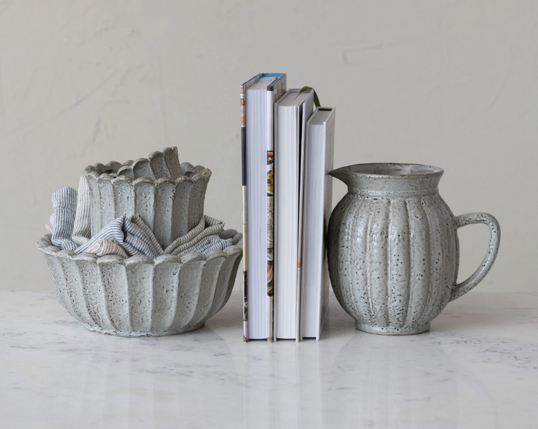 Reactive Glaze Stoneware Flower Shaped Bowl