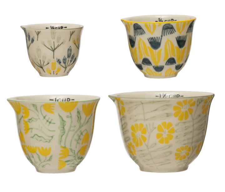 Floral Stoneware Measuring Cups