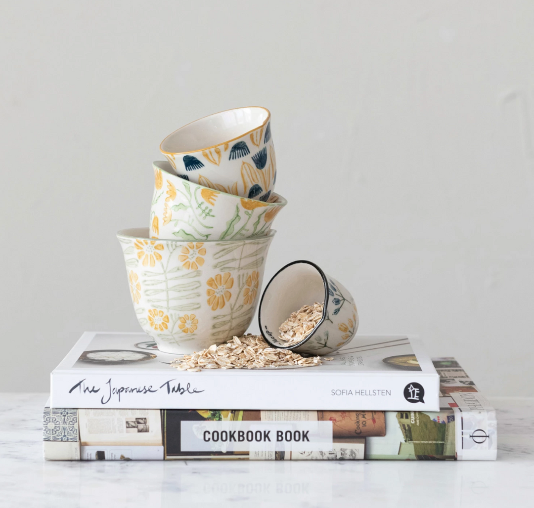 Floral Stoneware Measuring Cups