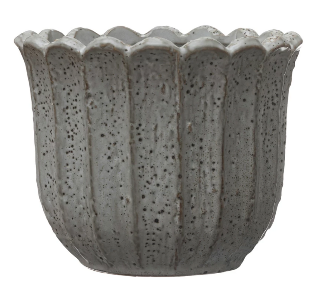 Stoneware Flower Shaped Planter