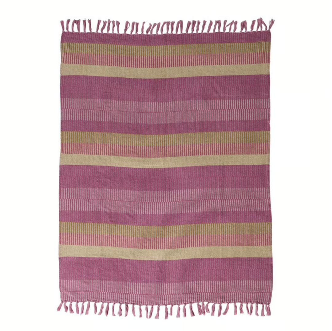 Pink &amp; Yellow Recycled Cotton Blend Throw