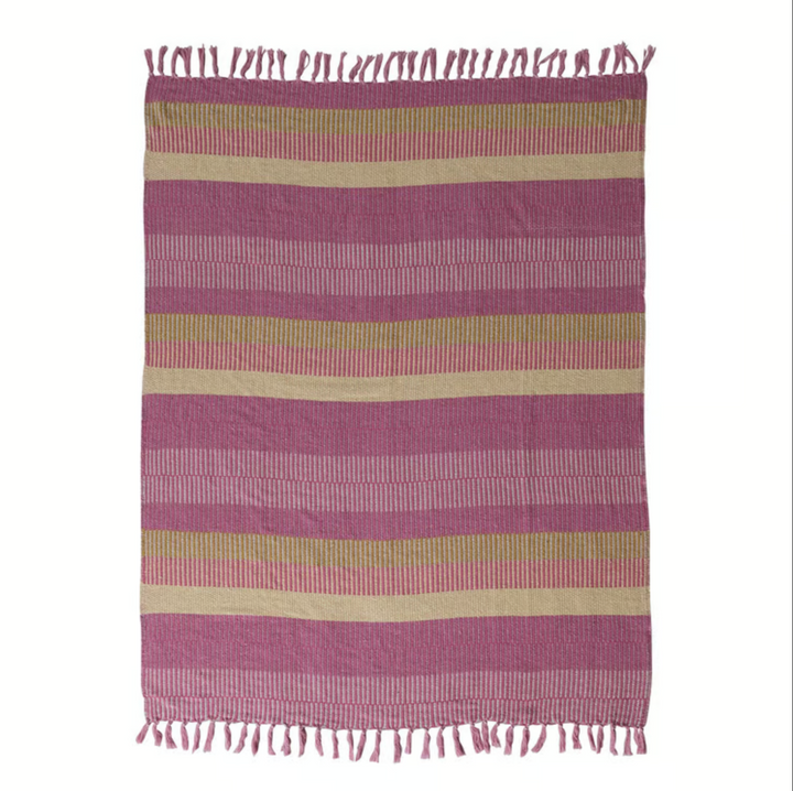 Pink &amp; Yellow Recycled Cotton Blend Throw