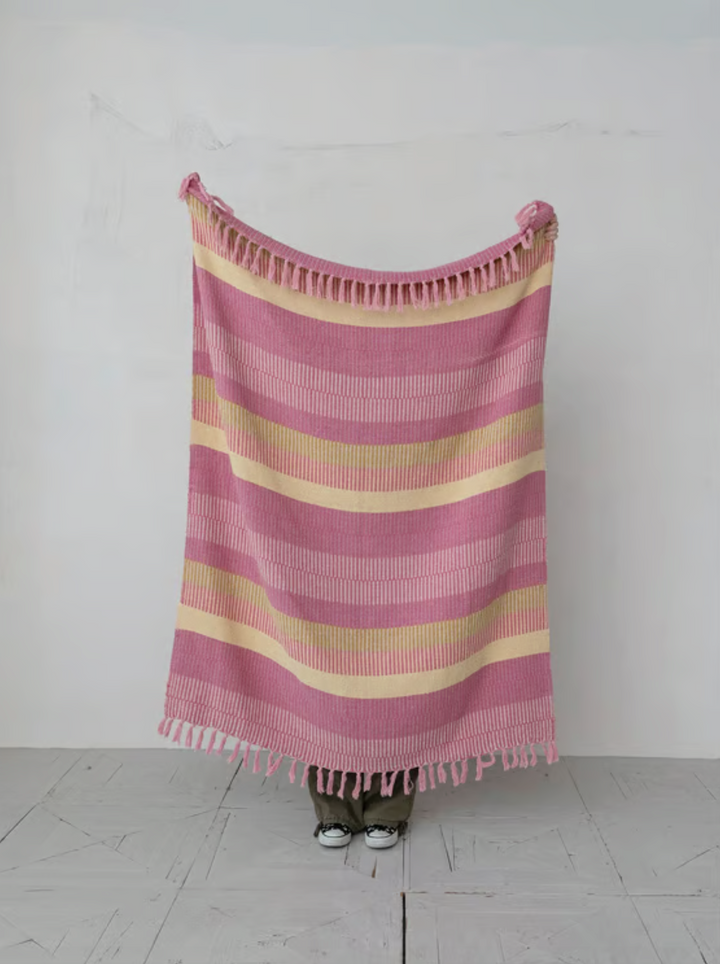 Pink &amp; Yellow Recycled Cotton Blend Throw