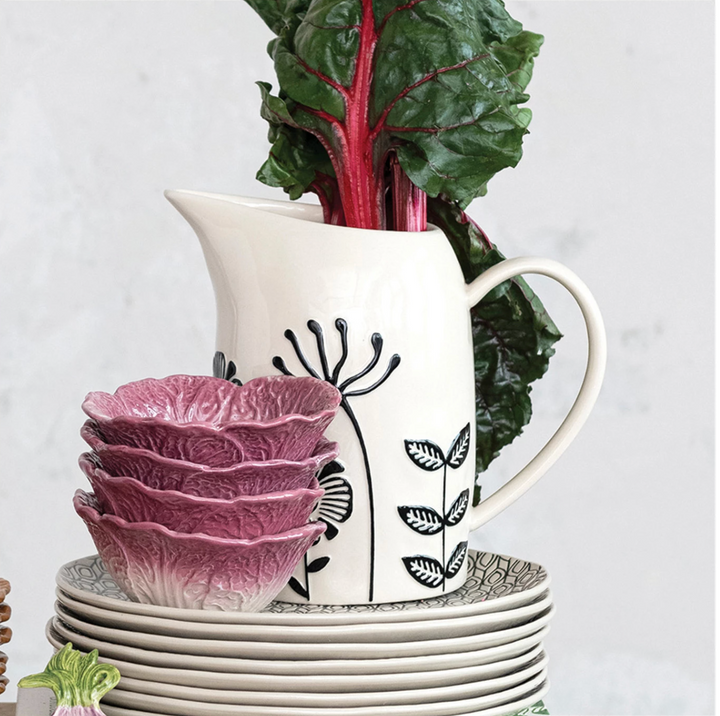 Hand-Painted Floral Pitcher