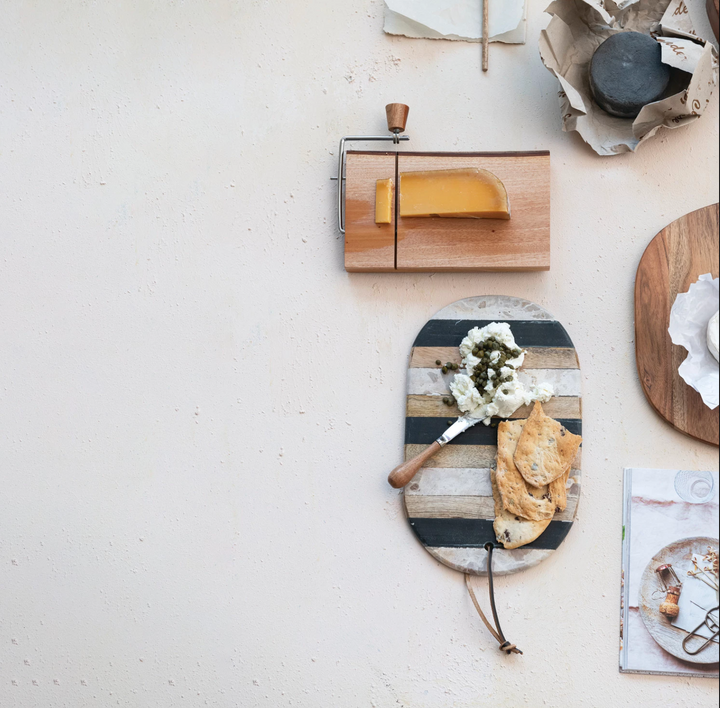 Marble &amp; Mango Wood Cutting Board with Knife