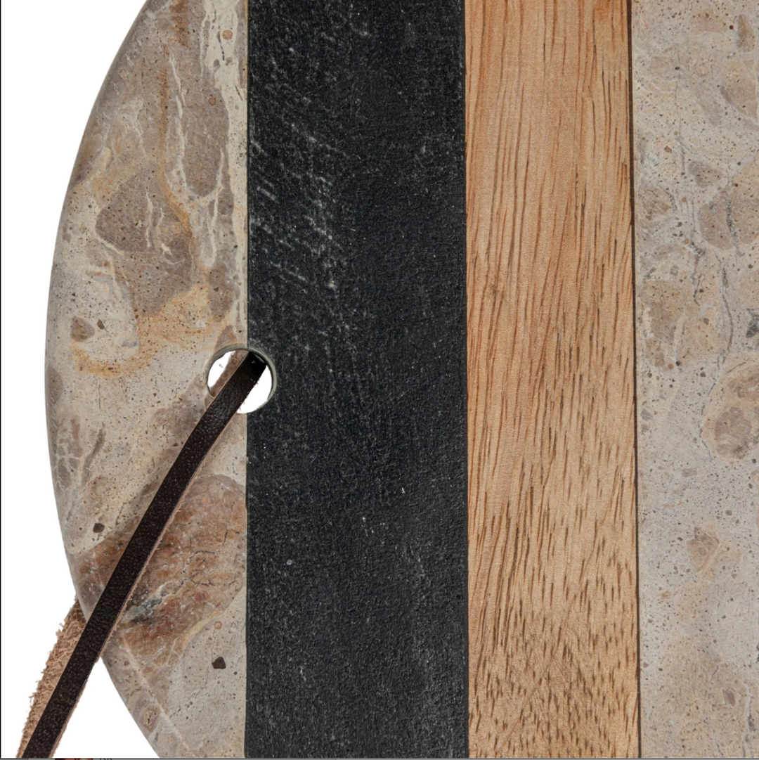 Marble &amp; Mango Wood Cutting Board with Knife