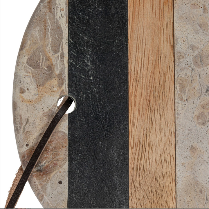 Marble &amp; Mango Wood Cutting Board with Knife