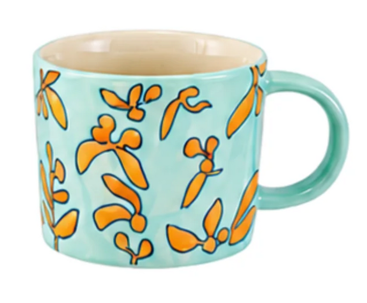 Stoneware Mug with Wax Relief
