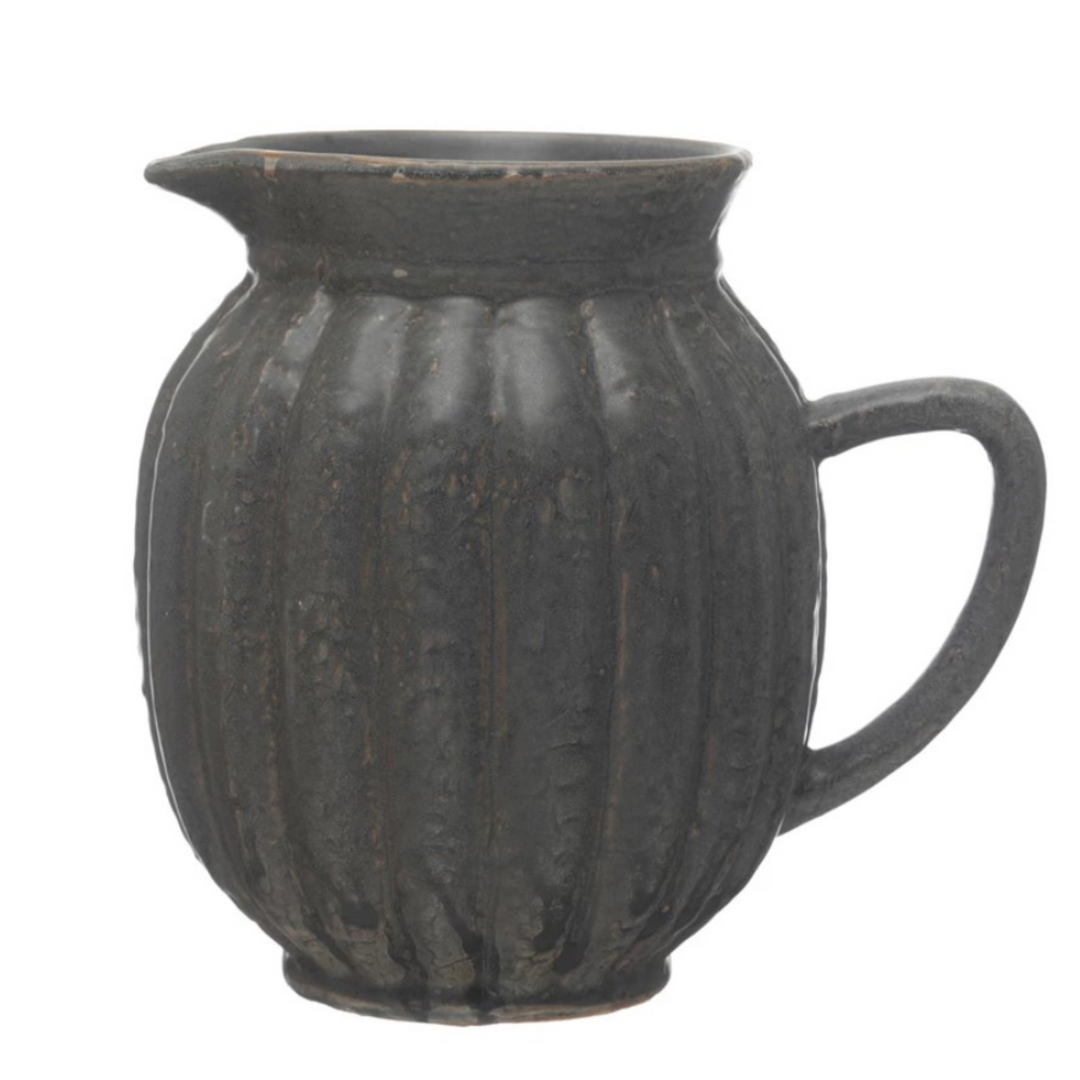 Stoneware Fluted Pitcher