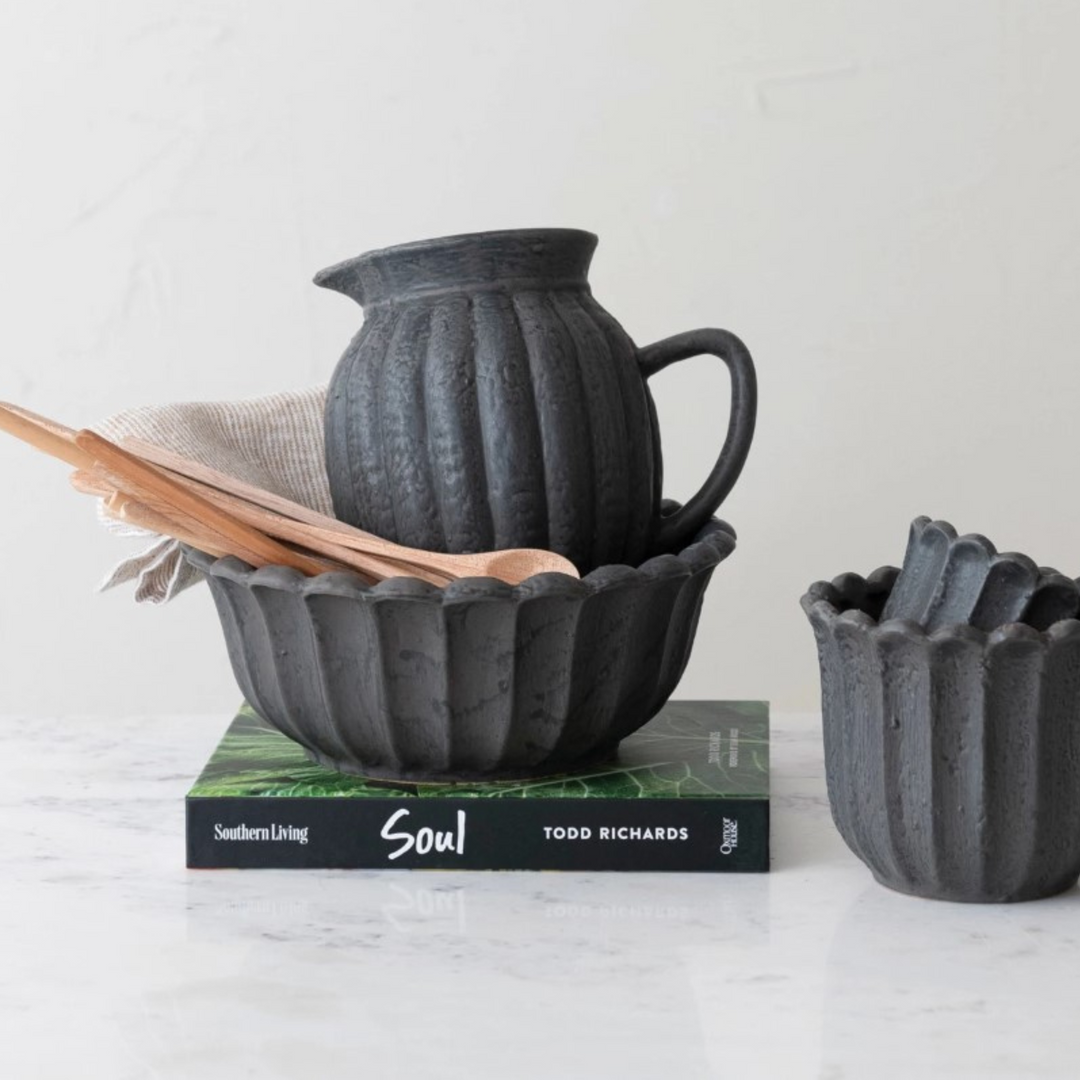 Stoneware Fluted Pitcher