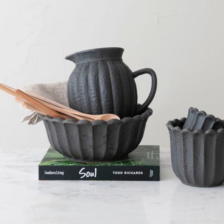 Stoneware Fluted Pitcher