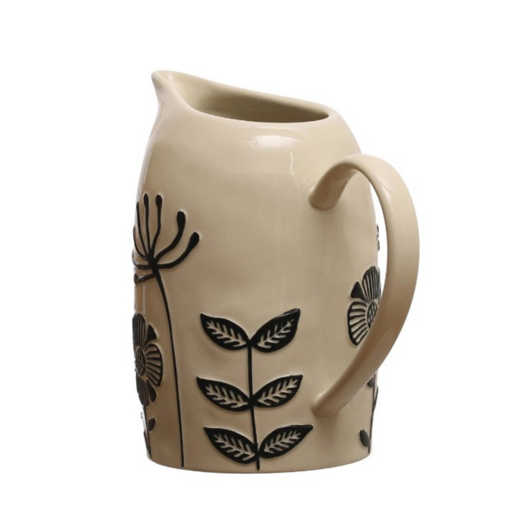 Hand-Painted Floral Pitcher